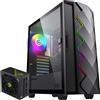 GameMax Case per PC da gaming GAMEMAX Diamond COC BK Midi-Tower nero 1x USB 3.0 + 1x USB 2.0, audio + alimentatore GX-1050 PRO BK 80+ Platinum