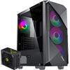 GameMax Case da gaming GAMEMAX Revolt Midi-Tower nero, 1 porta USB 3.0 + 1 porta USB 2.0, audio + alimentatore GX-1050 PRO BK 80+ Platinum
