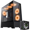 GameMax Case da gaming GAMEMAX VISTA AB Midi-Tower nero, 1 porta USB 3.0 + 1 porta USB 2.0, 1 porta USB-C, audio + alimentatore GP-750 da 750 W 80+ Bronze
