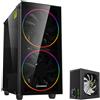 GameMax Case da gaming GAMEMAX Black Hole Midi-Tower nero RGB, 1 porta USB 3.1, 1 porta USB 2.0, audio + alimentatore GP-400A da 400 W