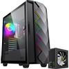 GameMax Case per PC da gaming GAMEMAX Diamond COC BK Midi-Tower nero, 1 porta USB 3.0 + 1 porta USB 2.0, audio + alimentatore GP-400A da 400 W 80+ Bronze
