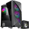 GAMEMAX, case per PC da gaming, modello Revolt, formato Midi-Tower, colore nero. Include 1 porta USB 3.0 e 1 porta USB 2.0, connettori audio e alimentatore GP-400A da 400W con 80+ Bronze