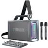 Selius Altoparlante portatile per karaoke con Bluetooth - Potenza massima di 200W - 2 microfoni wireless