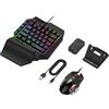 FEELNEEDY Tastiera e mouse da gaming, meccanici, cablati, con illuminazione LED, 39 tasti, compatti, ideali per giocatori e PC