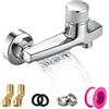 EQULIUS Rubinetto a cascata per vasca da bagno, miscelatore termostatico con 2 uscite, doccia con pulsante di sicurezza, rubinetto per vasca da bagno, rubinetti doccia in ottone, rubinetto per vasca da bagno
