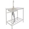 Tubisku 1 lavello, 75 x 40 x 78 cm, lavello da esterno con banco da lavoro, scaffalatura per acqua fredda e calda, 40 kg, capacità di carico lavabo da cucina in acciaio inox
