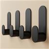 DEKAZIA® Set 4 Ganci Adesivi Neri da Parete Senza Fori, Extra Forti | portasciugamani, appendiabiti, per bagno, WC e cucina, appendi accappatoio, autoadesivi robusti, design piatto moderno