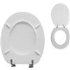 Crisalide® - Sedile WC in Legno Colato Bianco, Copriwater Universale con Cerniere Regolabili in Acciaio, Tavoletta WC Robusta con Gommini Ammortizzanti, 37,4 x 46,7 cm