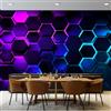 Generico Giganti Carta Da Parati Fotografica 400 x 280 cm, Semplice Neon Esagoni Temi Poster Murale Decorazione par Ristorante Soggiorno Tv Parete Camera Letto, Nero Stampa Carta Da Parati