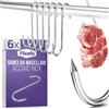Filzada® 6x XXL Ganci Cucina Per Carne - 50 kg - Resistente - Gancio a S | Ø 5 mm Ganci a S Acciaio Inox per Affumicatura di Alta Qualità Con Punta - Gancetti da Macellaio - Ganci per Appendere