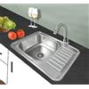 Omeere 65 x 50, lavello da cucina in acciaio inox 304, 0,8 mm, piccolo lavello da incasso in acciaio inox, rettangolare, rotondo, 1 vasca, per campeggio, piccolo