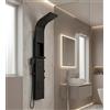 DOTTOR BAGNO SHOP Colonna Doccia Idromassaggio Nero Opaco | Nicchia Portaoggetti, Acciaio Inox, Soffione Pioggia e Cascata, Getti Idroterapia Massaggianti, Doccetta