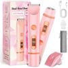 Wenearn Rasoio elettrico e trimmer 2 in 1 da donna, indolore, IPX7, impermeabile, senza fili, per gambe, ascelle, linea bikini, corpo e viso, rasoio a doppia testa ricaricabile per pelle liscia (rosa)