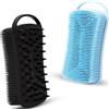 MtBoi 2 in 1 spazzole esfolianti in silicone per bagno, doccia e bagno, luffa in morbido silicone per pelli sensibili, massaggiatore per cuoio capelluto, facile da pulire, schiuma bene (blu e nero
