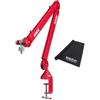 RØDE Rode PSA1+ Plus - Braccio per microfono da tavolo snodato con panno in microfibra Keepdrum, colore rosso