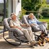 Fiutazge 2Pcs Sedia a Dondolo,Poltrona a Dondolo Imbottita,Beige | Sedia da Esterno in Rattan,Poltrona Relax, da Esterno,Interno,Balcone,Soggiorno,Letto, Giardino,Max 180kg