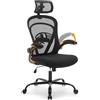 Garvee Sedia da ufficio ergonomica, comoda con braccioli ribaltabili, comoda sedia da gioco con supporto lombare per camera da letto, studio, studente, seduta larga, nera