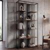 Mendler Scaffale HWC-P12, libreria alta, metallo industriale melaminico certificato MVG 180x80x31cm - nero, marrone scuro