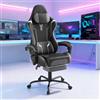 Kuro-sagol Sedia Gaming, Sedia da gaming Ergonomica con Lombare Massaggio | Sedia Gamer in Tessuto Traspirante,Gaming Chair con Poggiatesta,Poggiapiedi,Schienale Reclinabile,Sedia da Ufficio,Nero