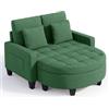 Xbro Divano 2 Posti 130 cm in Lino con Pouf Contenitore e Tasche Laterali | Divano 2 posti in lino con pouf contenitore, poggiapiedi, vano interno 16 cm, braccioli e tasche laterali per soggiorno