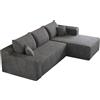 Comfyu Boneless Sofa 241 cm, divano angolare modulare con chaise longue (grigio scuro, R-3 posti)