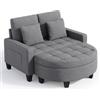 Xbro Divano 2 Posti 130 cm in Lino con Pouf Contenitore e Tasche Laterali | Divano 2 posti in lino con pouf contenitore, poggiapiedi, vano interno 16 cm, braccioli e tasche laterali per soggiorno
