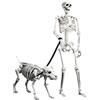 Xinhuju Halloween Scheletro Articolato con Cane, Creepy Outdoor Cortile Prop Set | Scheletro Articolato Corpo Intero, Cane in Cammino Design, Articolazioni Mobili per Cortile Cancelletto Giardino Ingresso