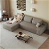 luckdect 270 cm divano componibile con chaise longue a forma di L, divano angolare a 3 posti in velluto a coste, divano compresso senza attrezzi, ideale per soggiorno e camera da letto, (Camel+L)