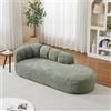 Yrxin Moderna chaise longue curva in ciniglia con schienale trapuntato a forma di onda, divano letto con accenti verde scuro, comodo lettino imbottito senza braccioli, per soggiorno, camera da letto