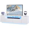 WLIVE Mobile TV LED 170 cm, fino a 75 Pollici, 20 Colori RGB, Bianco | Con ampio spazio aperto, ideale come mobile TV, porta TV o lowboard per soggiorno o camera 170x36x45cm