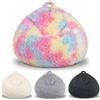 Jinfanshurich Fodera per pouf (senza imbottitura), in pelliccia sintetica, per adulti, bambini, camera da letto, ufficio, soggiorno, terrazza (colore arcobaleno)
