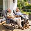 Fiutazge 2Pcs Sedia a Dondolo,Poltrona a Dondolo Imbottita,Grigio | Sedia da Esterno in Rattan,Poltrona Relax, da Esterno,Interno,Balcone,Soggiorno,Letto, Giardino,Max 180kg
