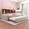 Witimisy Letto imbottito, letto singolo, divano letto multifunzione, letto estraibile, dotato di luci a LED, prese e molti scomparti, flanella, 213 x 103 x 98 cm (grigio chiaro)