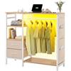 DWVO Comò con cassetti, asta appendiabiti, presa LED | Armadio con 2 cassetti, asta appendiabiti, comò in tessuto, barra luminosa a LED, 120 x 40 x 111 cm, per corridoio, soggiorno