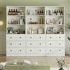 VOWNER Libreria a 5 piani con porte in vetro - 180 cm - Armadio alto - Armadio buffet per cucina, soggiorno, sala da pranzo - B (3, bianco)