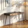 [en.casa] Scrivania con 3 Cassetti Tavolo da Ufficio Studio Postazione di Lavoro Rettangolare Porta PC Laptop per Cameretta Soggiorno Scrittoio 115 x 48 x 76 cm - Nero/Effetto Noce