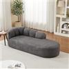 Yrxin Moderna chaise longue curva in ciniglia con schienale trapuntato a forma di onda, divano letto con accenti grigio antracite, comodo lettino imbottito senza braccioli, per soggiorno, camera da