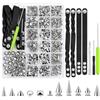 GOSHIES Set di 559 borchie punk, per abbigliamento, in metallo, punk, a forma di piramide, per borse, vestiti, scarpe, cinturino in pelle, guanti