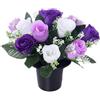 FSUK Fiori artificiali per tombe | 12 rose bianche e lilla con gyp | ideali per cimitero, commemorazione o decorazioni natalizie | design e qualità migliorate