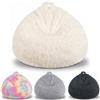 Jinfanshurich Fodera per pouf (senza imbottitura), in pelliccia sintetica, per adulti, bambini, camera da letto, ufficio, soggiorno, terrazza (beige)