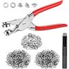 KLGFI Set di pinze per occhielli, 12 mm, per teloni e tessuti, con | 320 occhielli inclusi, testa di perforazione magnetica, impugnatura antiscivolo, per teloni, tende, borse e tende da sole