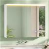 FORABAMB Specchio Bagno Contenitore con Luce e Presa Elettrica 80x19.5x60cm | Illuminazione LED, Presa di corrente integrata, Ripiano Regolabile, Chiusura ammortizzata, Controllo touch, Specchio HD