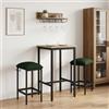 YUTAASU Set di 2 sgabelli da bar, 40 x 32 x 64 cm, in legno con rivestimento in tessuto, verde scuro