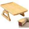 Generico Vassoio Bracciolo Legno Pieghevole Clip Antiscivolo Divano 33x23cm | Grano Legno Naturale, Presa Regolabile, Antiscivolo, Bevanda Snack Telecomando, Film Serale, Salotto, Genitori, Regalo