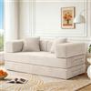 Vipbear Divano Letto Pieghevole 5 in 1 da 200 cm,Modulare 3 Posti,Beige | Divano Convertibile Senza Struttura in Velluto a Coste con Schiuma Viscoelastica, Ideale per Soggiorno