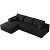 Comfyu Boneless Sofa 270 cm, divano angolare modulare con chaise longue (nero, grande sinistra)