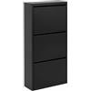 MEGAOFFERTE.IT Scarpiera Slim In Metallo 3 Ante A Ribalta Ultra Sottile Salvaspazio Mobile Portascarpe Moderno Ingresso Camera Corridoio 104 x 50 x 15 Cm Colore Nero