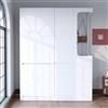NAWUZHENG Armadio extra large, 140 x 40 x 170 cm, con cassetti e vani, area appendiabiti aperta con vano portaoggetti, bianco (sul lato destro)