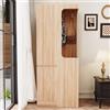 NAWUZHENG Armadio 70 x 40 x 170 cm, con cassetti e vani portaoggetti, area appendiabiti aperto, anta singola, colore legno, legno naturale