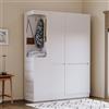 NAWUZHENG Armadio extra large 140 x 40 x 170 cm, con cassetti e vani portaoggetti, area appendiabiti aperta con vano portaoggetti, bianco (sul lato sinistro)